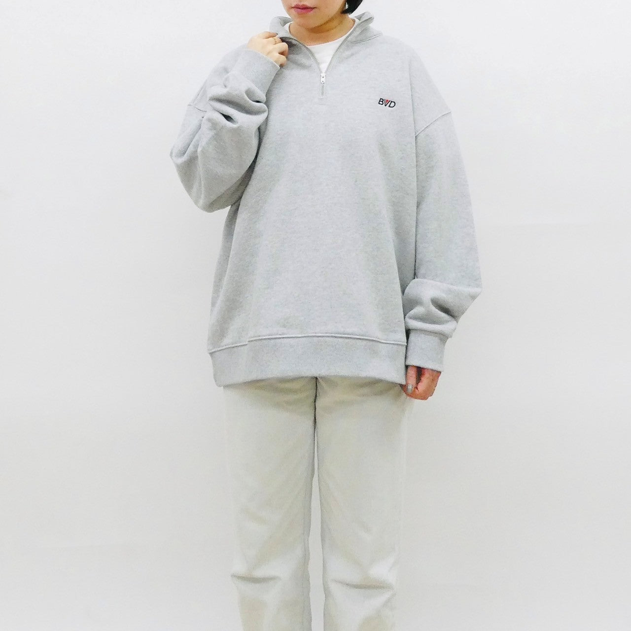 SMALL LOGO HALF ZIP SWEAT | B.V.D. 11oz ヘビーウェイト ハーフ